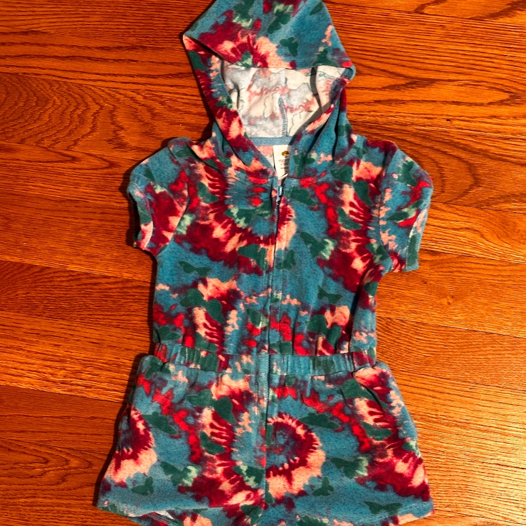 Tucker + Tate Tie Dye Terry Cloth Hooded Beach Cover Up - 3t